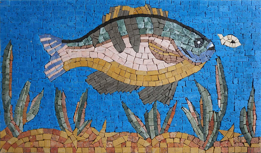 Un poisson au fond - Art mural en mosaïque