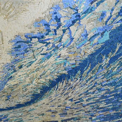 Abstract Seascape - Marble Mosaic Ocean Waves Art Luxury Handcrafted Design - Mesh Backing