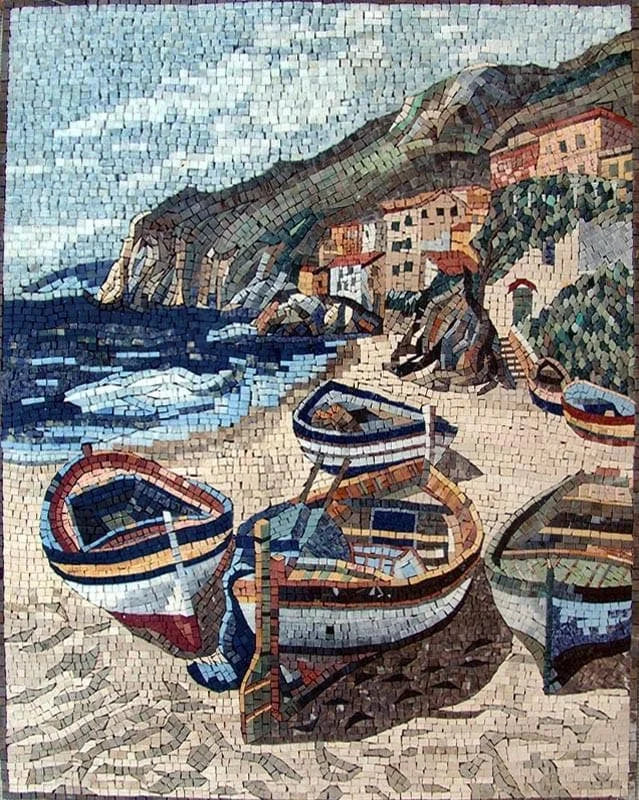 Mosaico di pietra delle barche