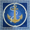 Nautischer Charme: Anker auf blauem Marmormosaik