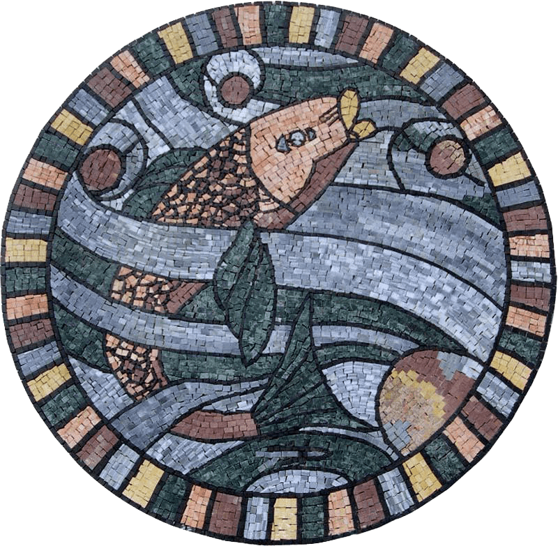 Mosaico Medalhão De Peixe