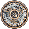 Rondure de mosaico de mármore - roda de peixe