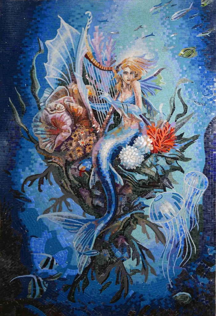 Diseño de arte de mosaico de sirena de canción de cuna