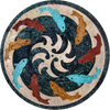 Mosaico medaglione nautico delfini multicolori