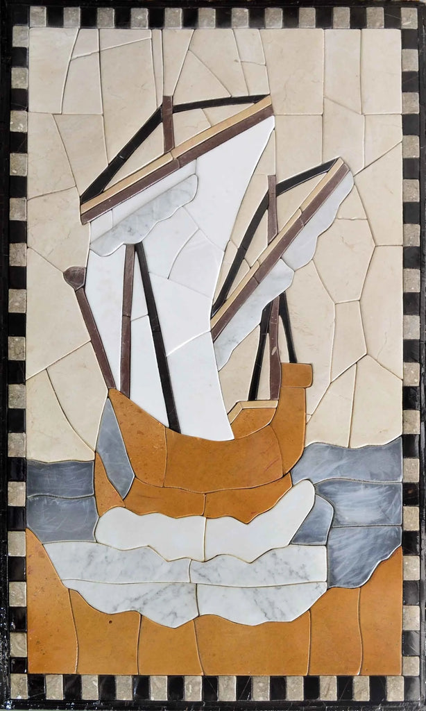 Pétalas de barco à vela - arte em mosaico de pedra | mosaico