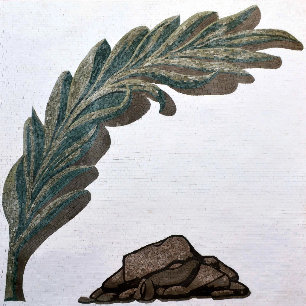 Un disegno a mosaico di foglie di palma