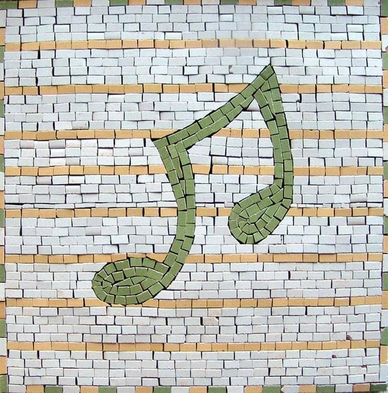 Arte em mosaico de notas musicais