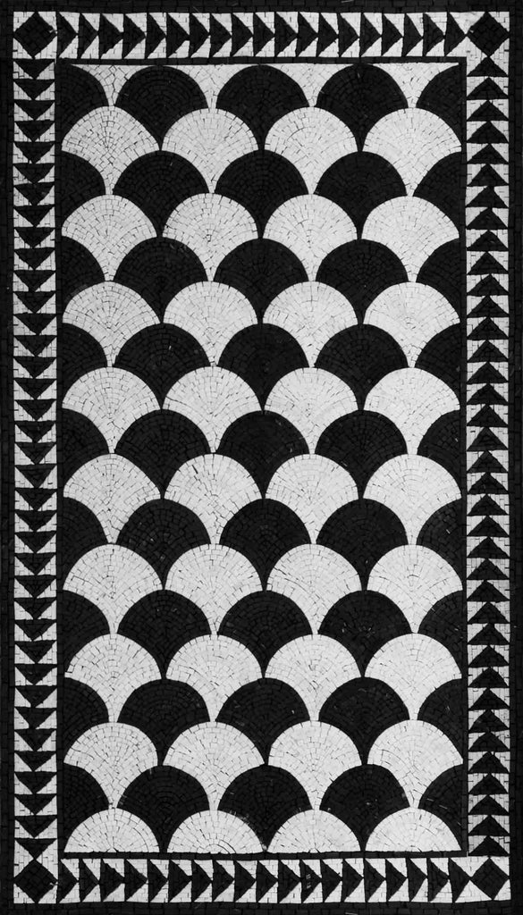 Patrones de mosaico en blanco y negro - Abanico