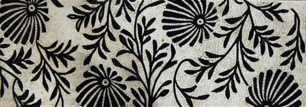 Black Floral Pattern -Mosaic Wallpaper