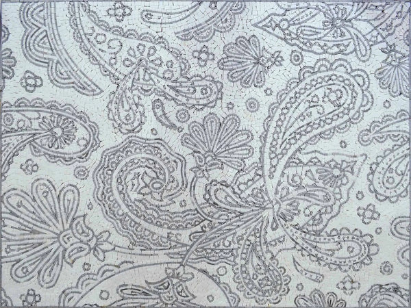 Elegant Paisley Design - Marble Mosaic Stone Wallpaper Mural - Mesh Backing