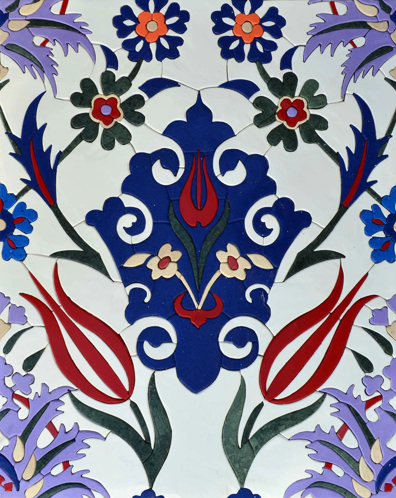 Arte Mozaica com Padrões de Flores