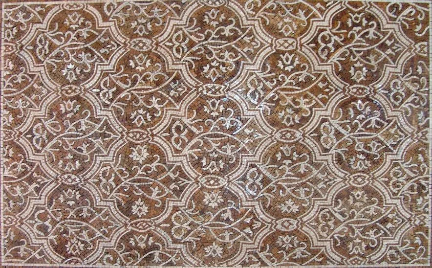 Incrustation de sol en mosaïque de marbre géométrique