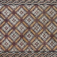Floral Diamond Pattern - Marble Mosaic Geometric Rug - Mesh Backing