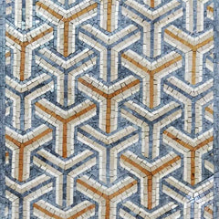 Abstract Geometric Cubes - Marble Mosaic Optical Seamless Pattern - Mesh Backing