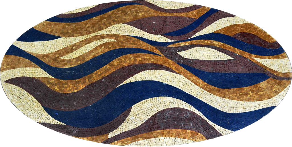 Mosaico di carta da parati in pietra con onde ovali