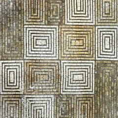 Abstract Geometric Art - Marble Mosaic Rectangular Spiral Pattern - Mesh Backing