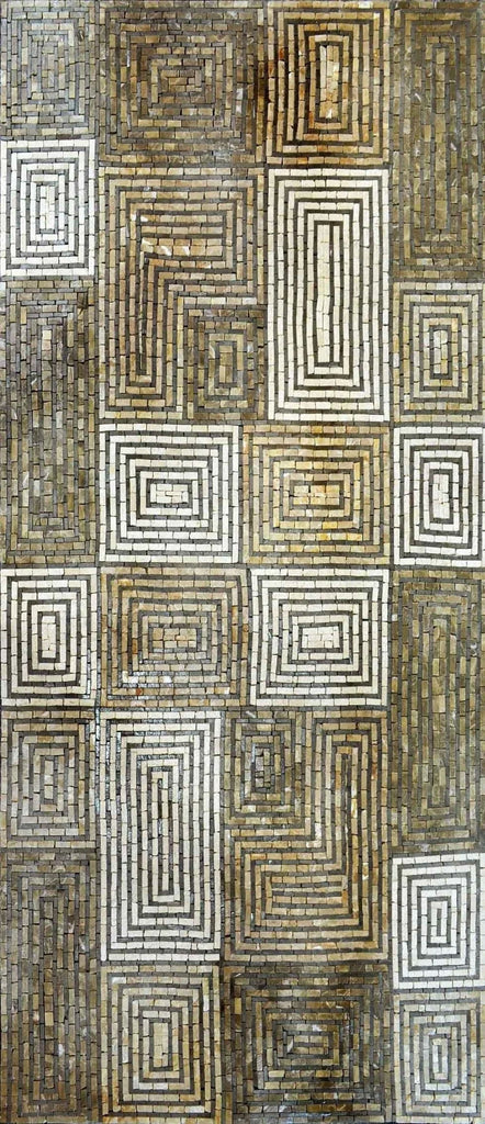 Mosaïque géométrique à motif spirale rectangulaire