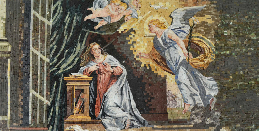 Anunciación de la Virgen María Icono Cristiano Mosaico