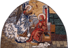 Anunciación de la Virgen María en un mosaico en forma de arco