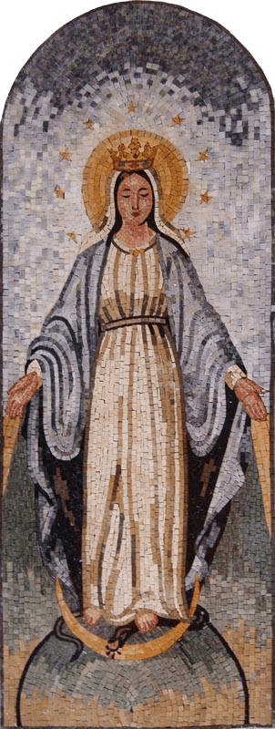 Mosaico mural arqueado Virgem Maria