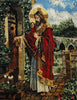 Hermoso mosaico de Jesucristo visitando aldeanos
