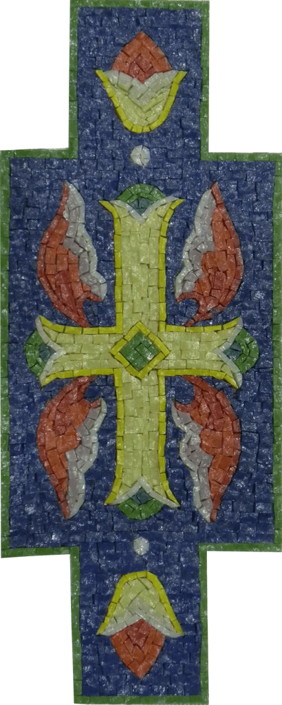 Mosaico in vetro a forma di croce blu