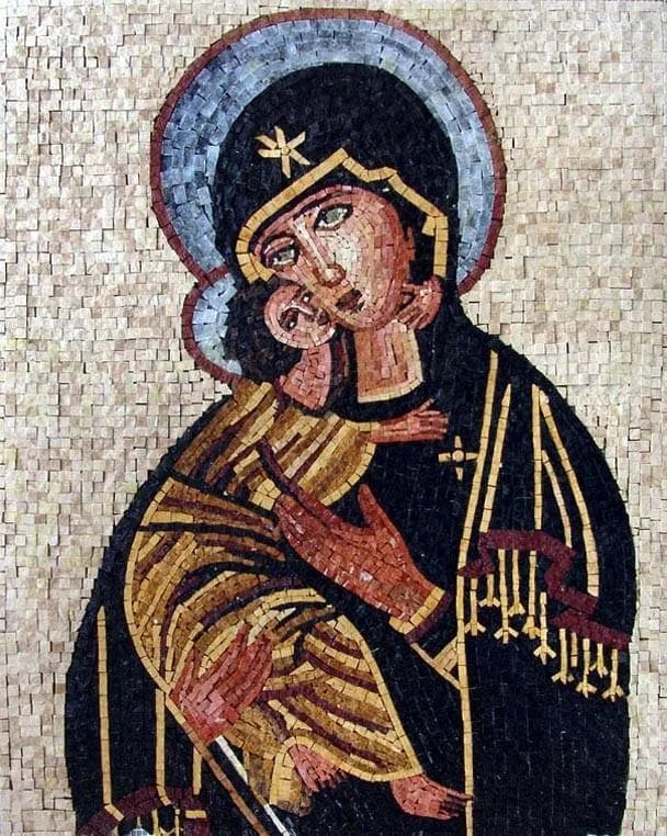 Icono de mosaico mural de arte cristiano