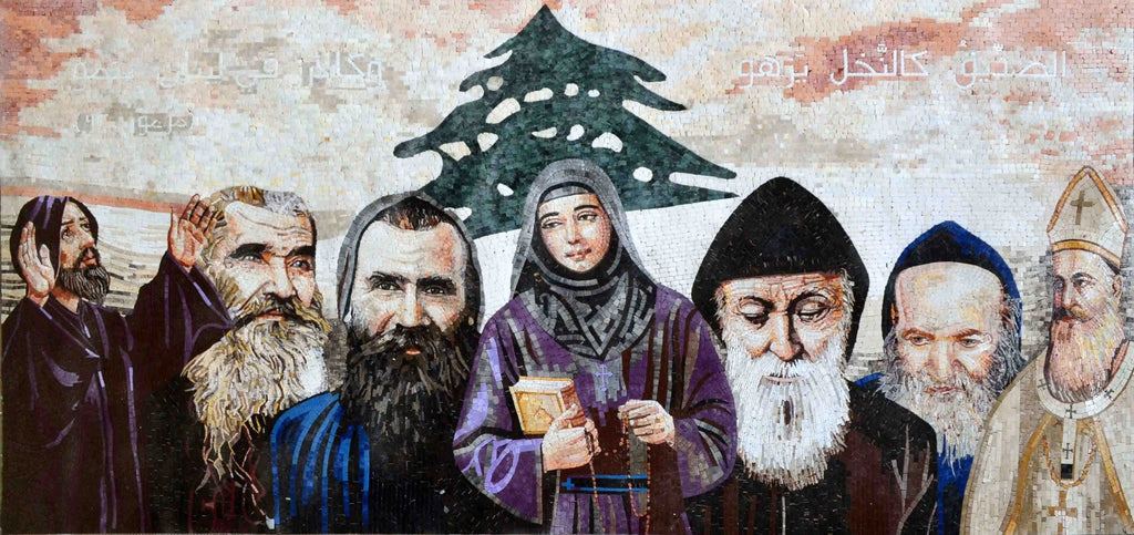 Mosaico cristiano del icono de todos los santos libaneses