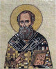 Christian Icon of a Saint in Marble Mosaic Tiles