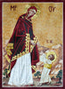 Arte mosaico cristiano: una virgen y un niño