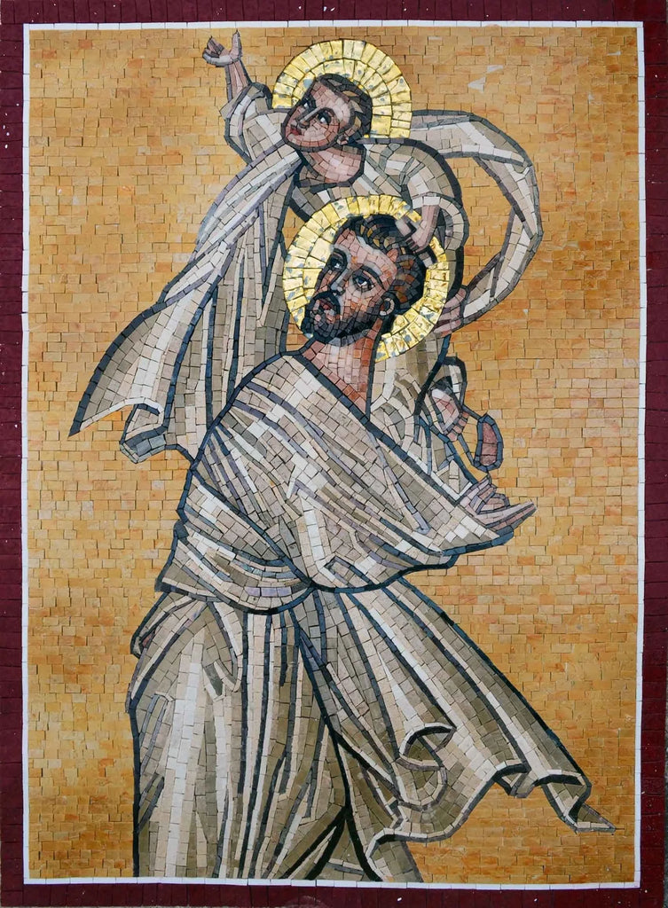 Mosaico cristiano - San José y Jesús