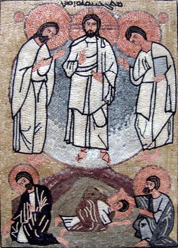Mosaico de arte em pedra religiosa cristã