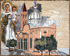 Iglesia con mosaico de mármol de Jesús y la Virgen María