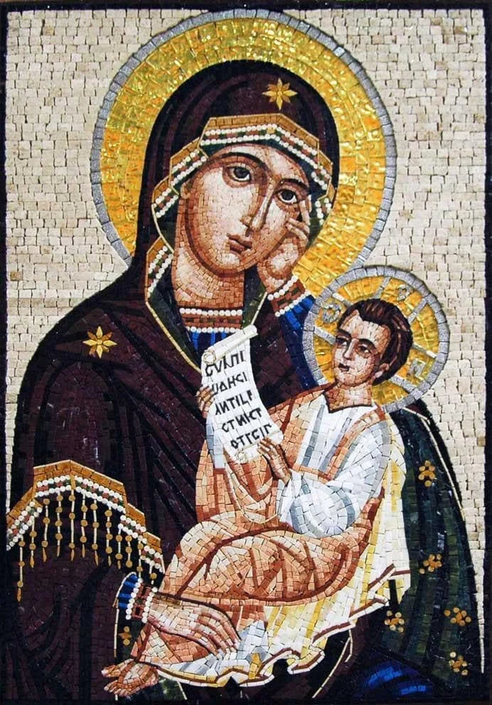 Jesús compasivo y casarse con el icono del mosaico