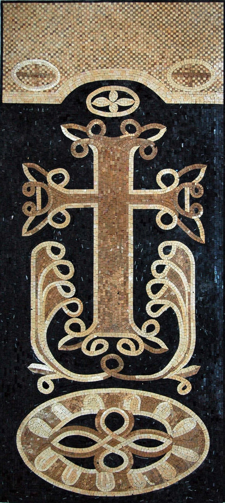 Mosaico d'arte in marmo a croce
