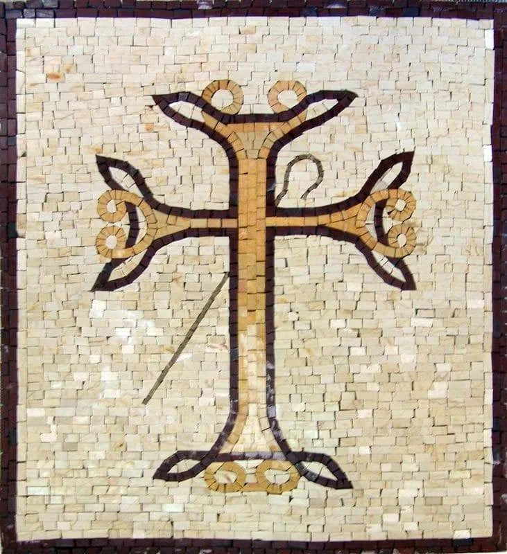 Croce in mosaico di marmo
