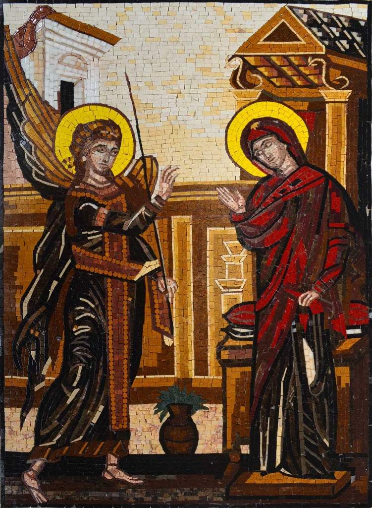 Dark Colors version of the Annunciation of Virgin Mary Mosaic