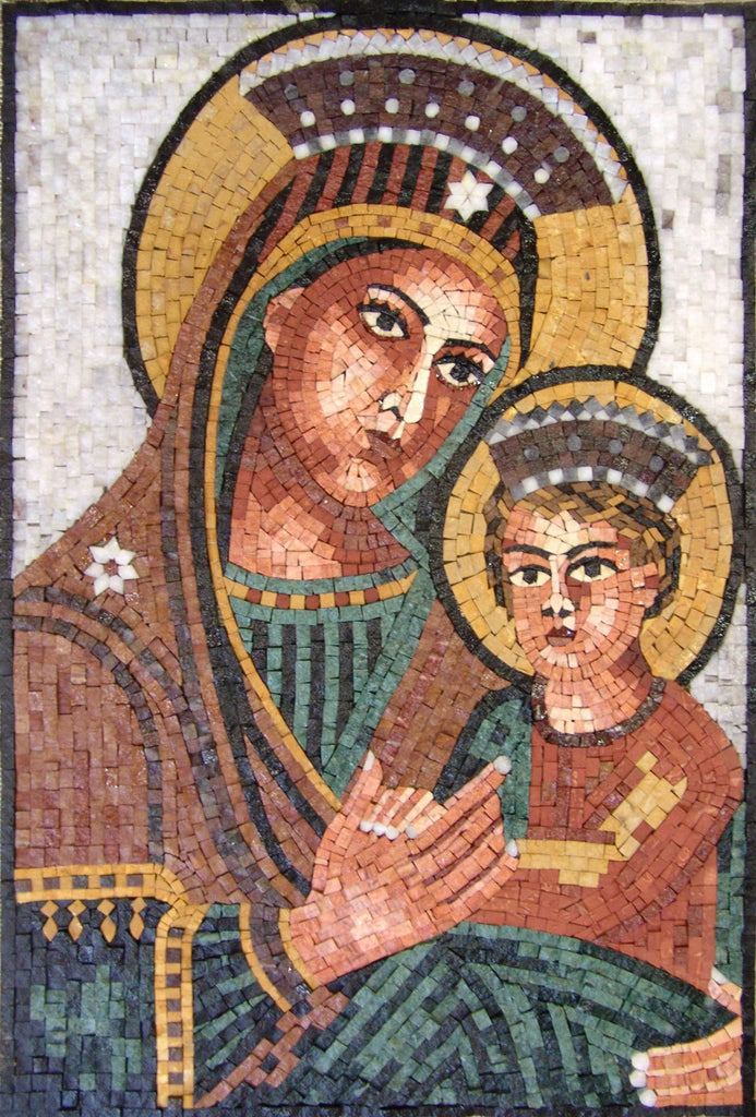 Mosaico de Arte Religiosa Divina Mãe e Filho