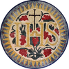 Medallón de icono cristiano de mosaico de mármol jesuita
