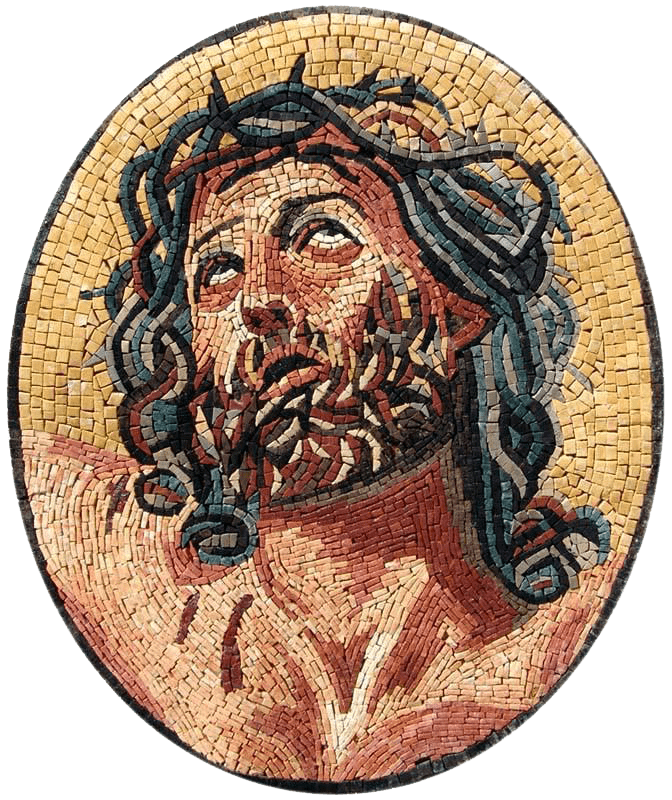 Medaglione di mosaico del cerchio di Gesù Cristo