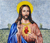 Jesus Cristo Sagrado Coração de Arte em Mosaico de Mármore