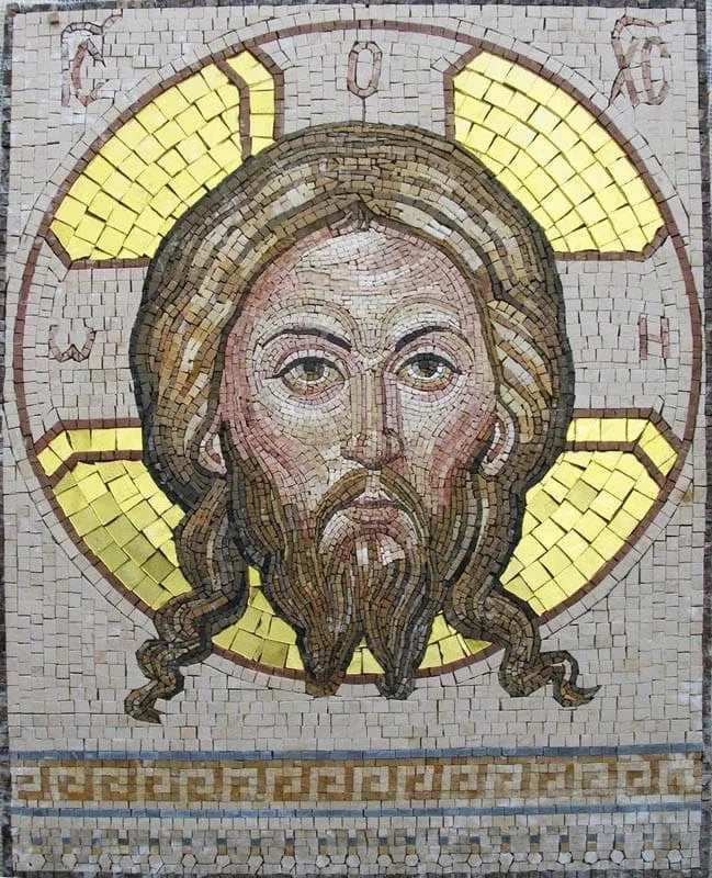 Peinture murale en mosaïque de l'iconographie de Jésus