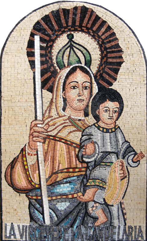 Jesús en los brazos de María Mosaico