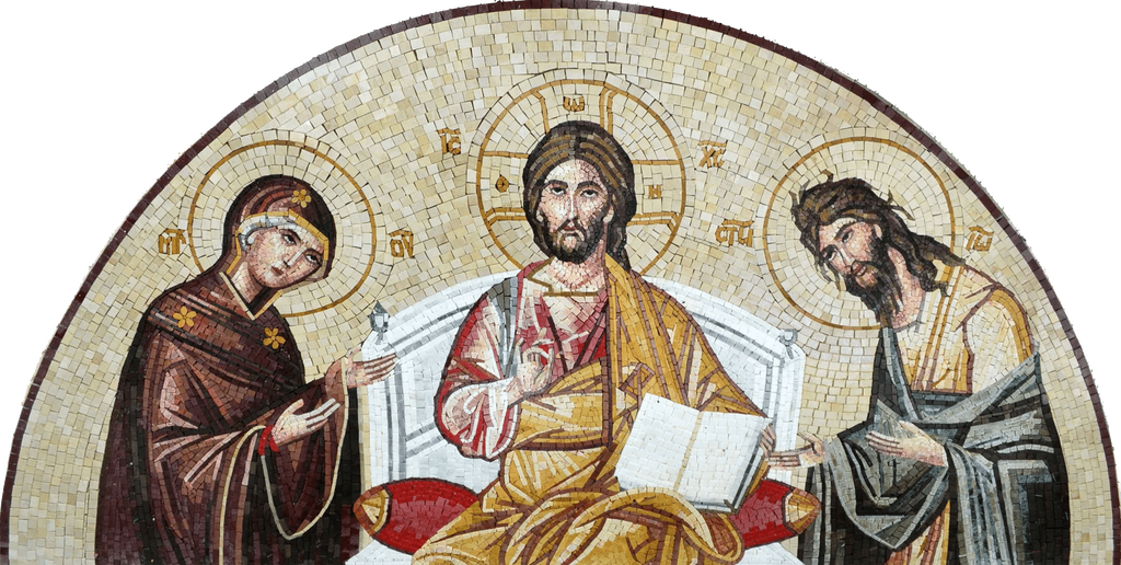 Jesús predicando mosaico de mármol cristiano