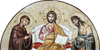 Jesus pregando mosaico de mármore cristão