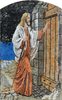 Jésus le berger frappe à la porte mosaïque de marbre religieux