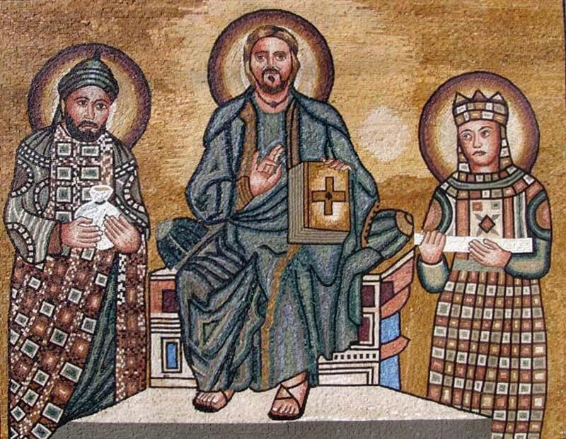 Jesús con el arte del mosaico de San Pedro y San Pablo