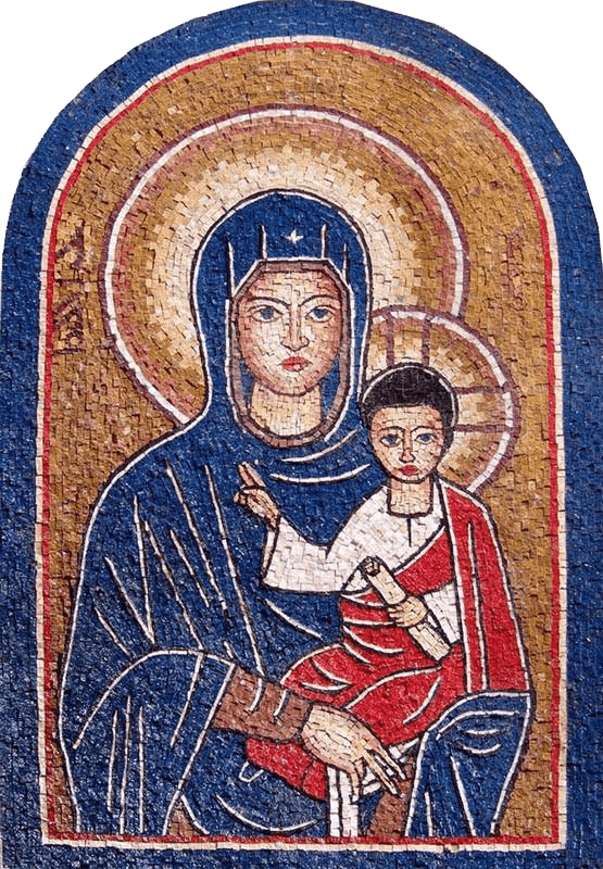 Icône en mosaïque de marbre de Marie et Jésus