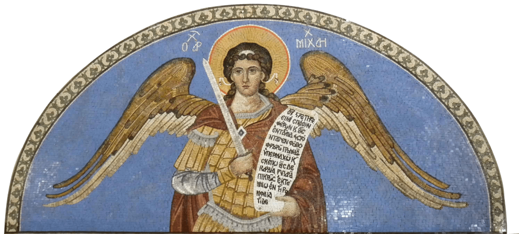 Icono de San Miguel de mosaico de mármol