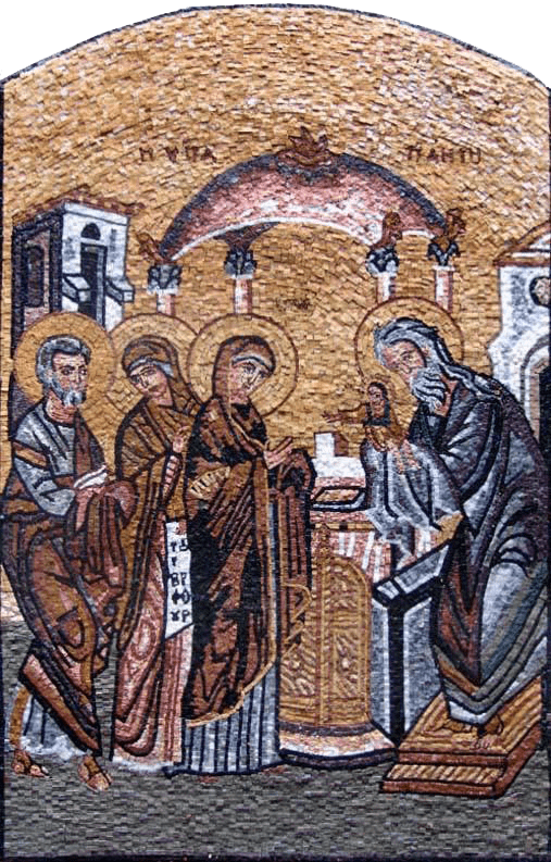 Mosaicos de mármore de ícones cristãos